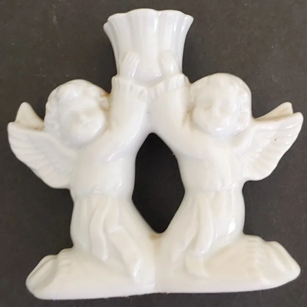 Vintage Victorian Cherub Angel Candle Holder‎ Ceramic Shabby Chic Cottage Core